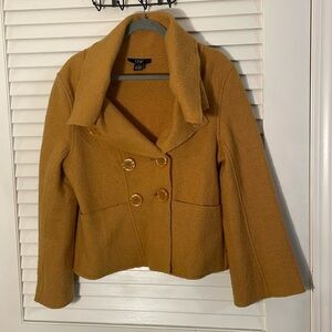 DM New York Vintage Mustard Wool Double Breasted Cropped Wide Sleeve Jacket